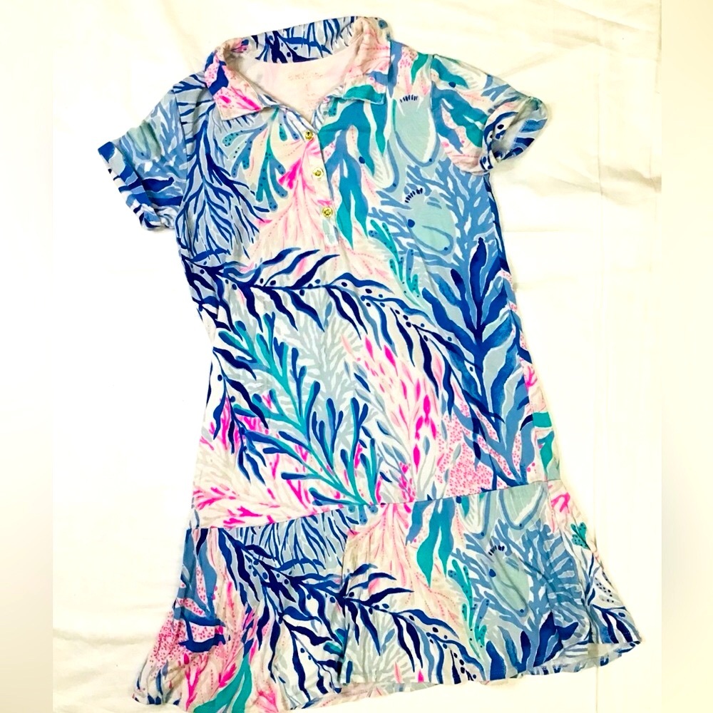 Lilly Pulitzer Sadie Polo Kaleidoscope Coral Dress